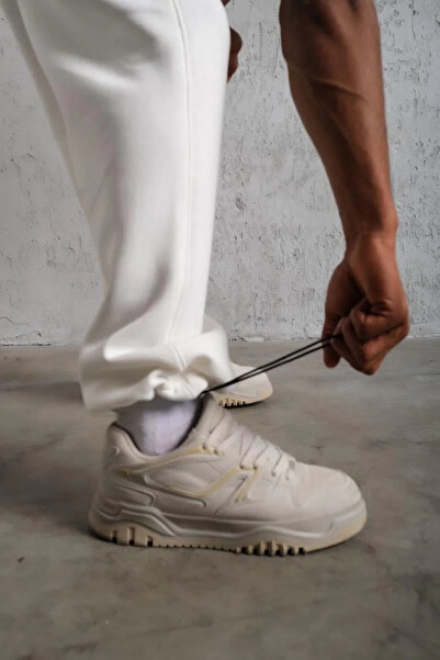 BLACK MODBLACK Men's Baggy Bottom Trackpants - White