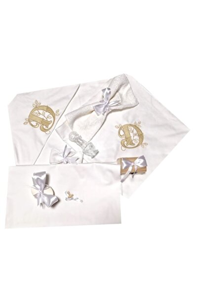 Mcf 9-piece Complete Baptism Layette Set - Orthodox, Gold, Letter D