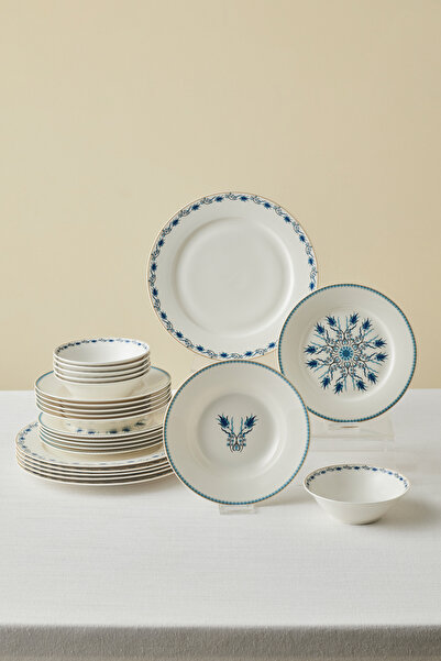 Karaca Forever Bone İznik 24 Parça 6 Kişilik Yemek Takımı