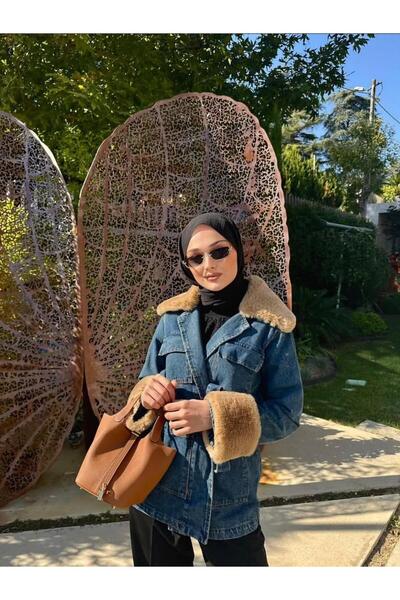 DEMOİSELLE Women's Denim Plush Denim Jacket