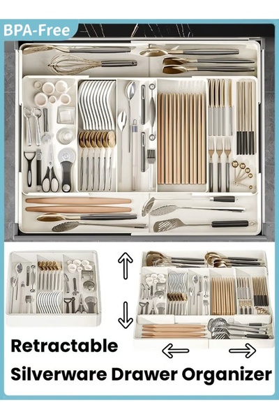 Generic Expandable Silverware Drawer Organizer Adjustable Cutlery Holder Kitc...