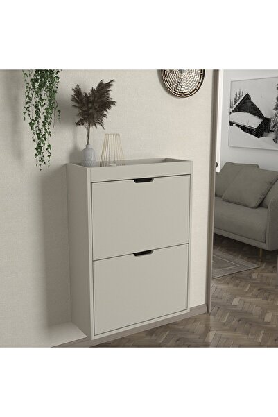 Dekorister Remy 2 Kapaklı Ayakkabılık Kumtaşı - Antrasit