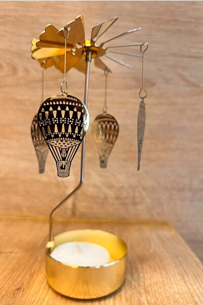 CİYU TİCARET Balon Tasarımlı Dönen Mumluk Hediyelik Dekoratif Metal Dönen Mumluk