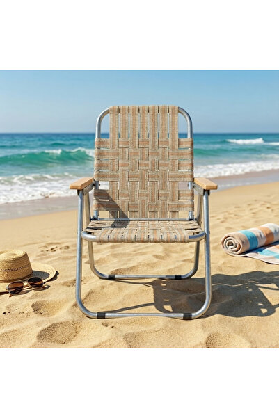 Outdoart Ahşap Kollu Katlanır Lüks Kamp ve Piknik Sandalyesi