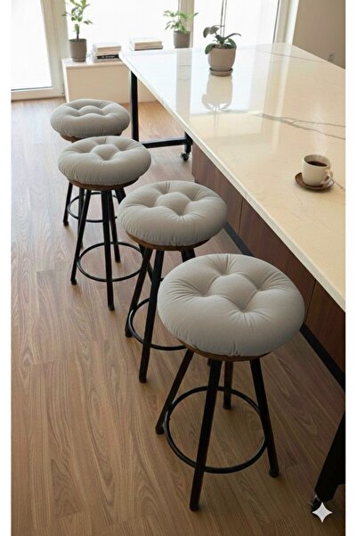 TEZKOTEKSTİL Yuvarlak Sandalye | Tabure Minderi Bağlama İpli | Astarlı & Punt...