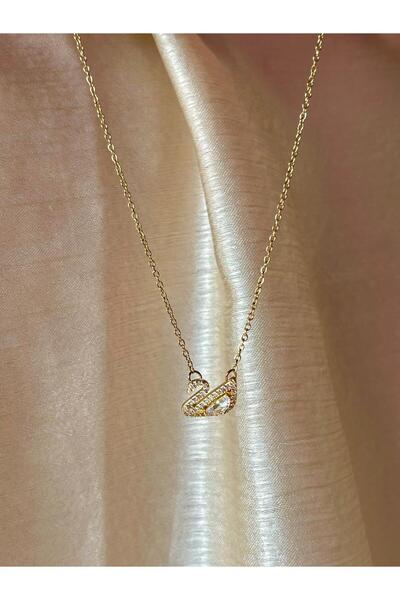 D&Z ACCESSORİES Zarif İnce Kuğu Detaylı Zirkon Taşlı Kolye - Minimalist Kuğul...