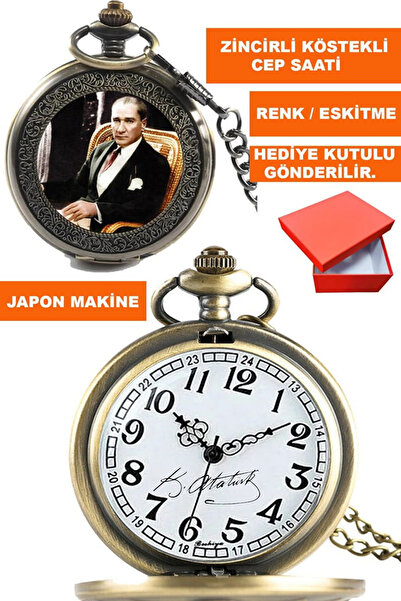 COBRA Kemal Ataturk Visual and Signed Silver Color Chain Fob Pocket Watch Acs-B3