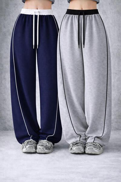 pandy Σετ 2 τεμαχίων Φόρμα Harajuku με λεπτομέρεια με φερμουάρ, Oversize, Ψηλ...