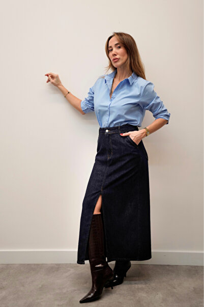 Maldia Shop Luxe Slit Denim Skirt