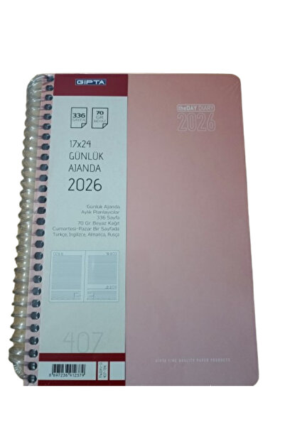 Gıpta 2026 Spiralli Günlük Ajanda Sert Kapak 17X24 cm 407-SEK