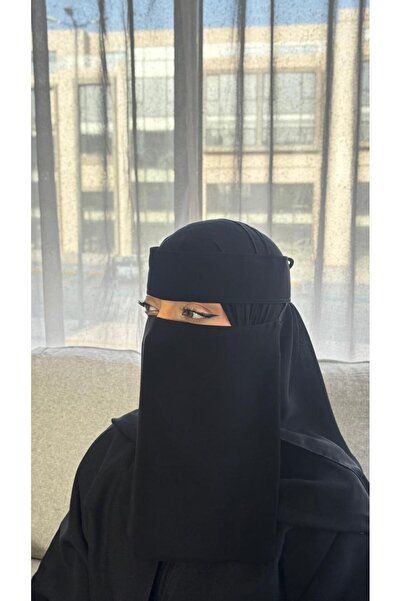 thaayira Luxurious two-layer black niqab with a top fastening strap — modest ...