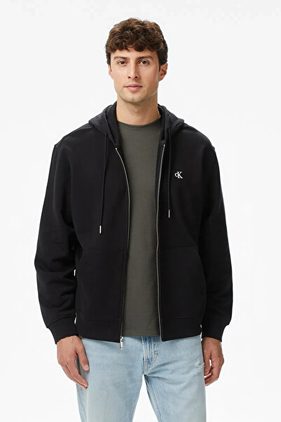 Calvin Klein Uzun Kollu EU 350 Terry Monogram Tam Fermuarlı Kapüşonlu Erkek S...