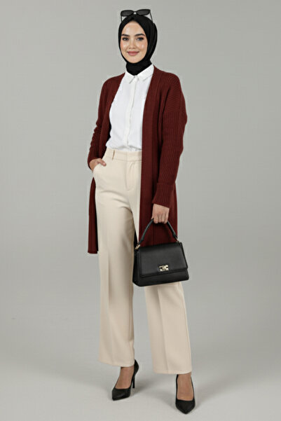 benguen Pocketed Knitwear Cardigan R4442 Claret Red