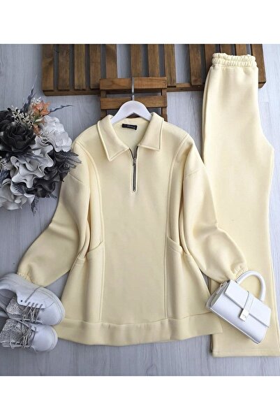 TrendParis Three-Thread Half-Zip Detailed Suit