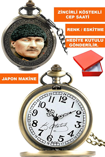 COBRA Kemal Ataturk Visual and Signed Silver Color Chain Fob Pocket Watch Acs-B8