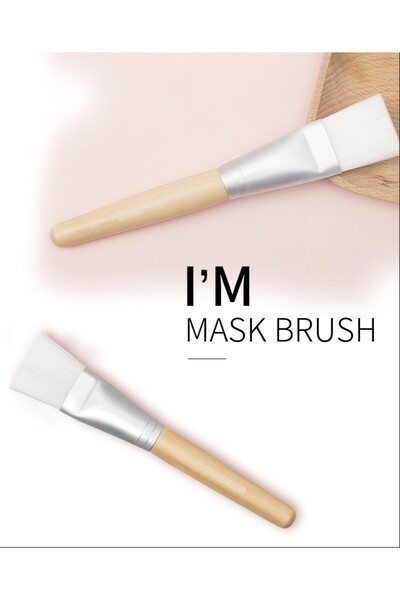 LA PERLA TECH 2 Face Mask Application Brush, Natural Wood and White, Soft Syn...