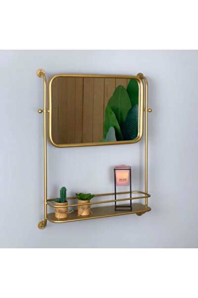 sallat almawasim مرآة حائط مستطيلة مع رف ذهبي