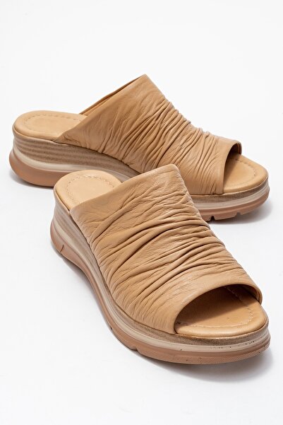 PASSAGE SHOES Women's Genuine Leather Daily Slippers 6339 Caramel