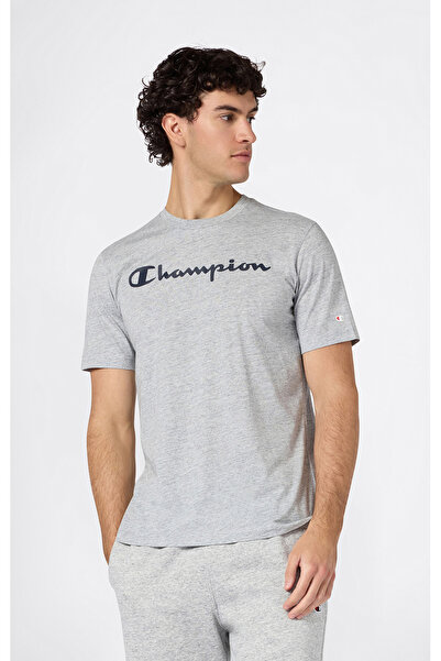 Champion Script Shop Short-Sleeve Tee Gri Erkek Tişört - 221814-EM021