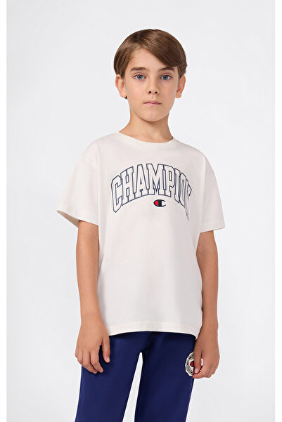 Champion State Of Play Short-Sleeve Tee Beyaz Çocuk Tişört - 307235-WW056