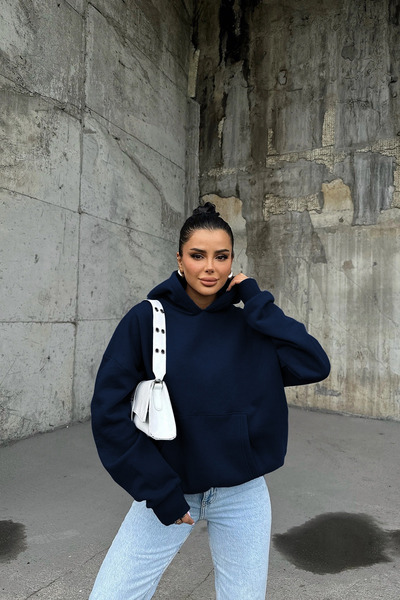 YAKAMEL SWEATSHIRT DE DAMĂ, ALBASTRU ÎNCHIS, CU 3 FIRE, MĂRIME MARE, CONFORTA...