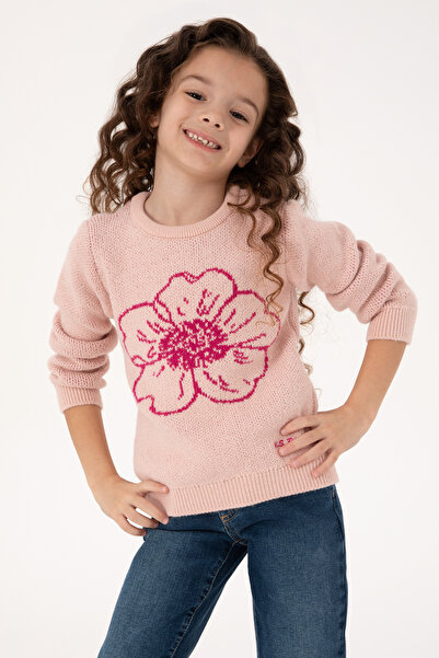 U.S. Polo Assn. Girl's Crew Neck Light Pink Sweater 50316353-Vr078