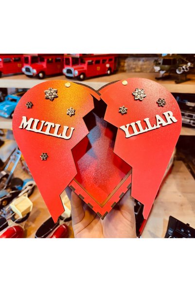 ATÖLYE SAİT Wooden Heart Box - Happy Birthday