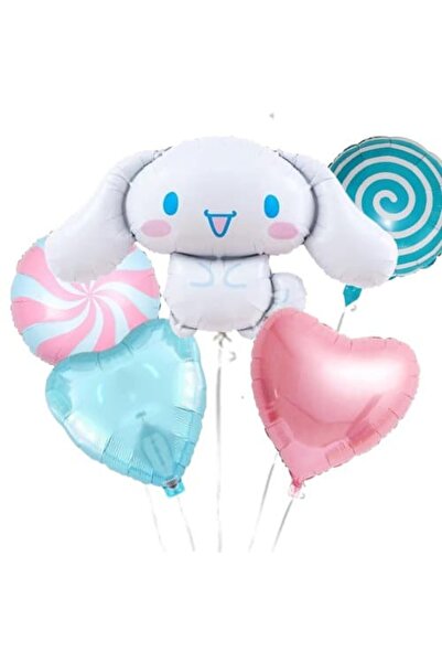 parti show Cinnamoroll Spiral Şeker Doğum Günü Folyo Balon Seti 5'li