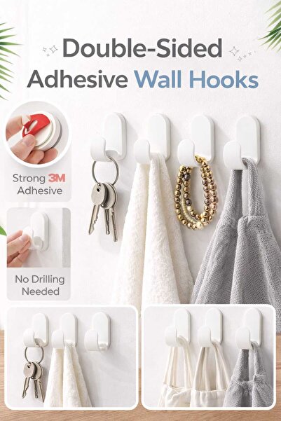 Sfmstore 10 ADET Kendinden Yapışkanlı Kapı Dolap Duvar Askısı