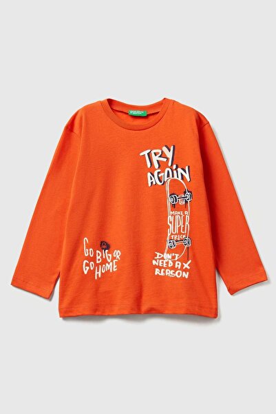 Benetton بيبي بادي رجالي برتقالي اللون من عمر 1 إلى 6 سنوات