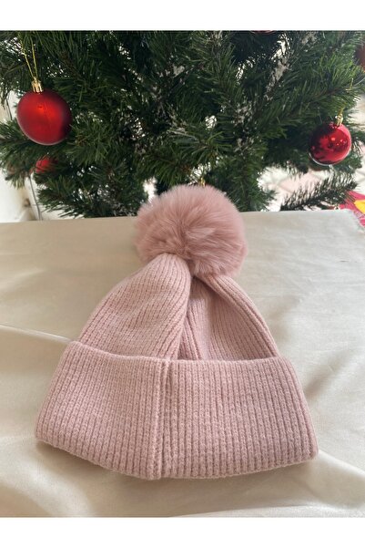 Pembe Ponponlu Kız çocuk Şapka