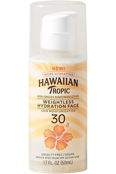 Hawaiian Tropic لوشن واقي من الشمس خالٍ من الزيوت، مرطب خفيف الوزن للوجه، عام...