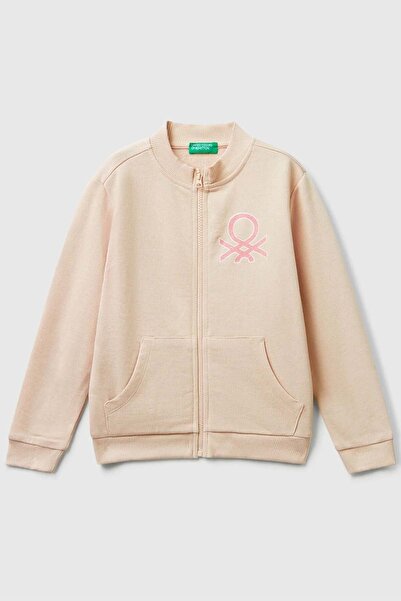 Benetton Bebe Fermuarlı Hırka Kız Çocuk Açık Pembe 1-6 Yaş