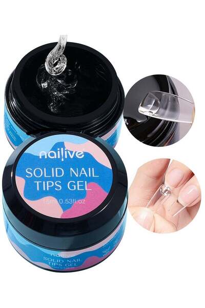 Nailive Solid Gel Glue for Nail Tips, 3 in 1 Glue Gel Curing Needed, 15 Ml