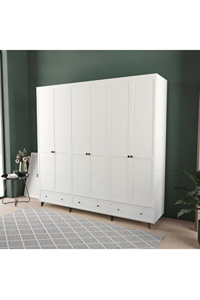 Teen & Bright IRMAK 6 KAPAKLI ÇEKMECELİ GARDIROP - MDF KAPAK