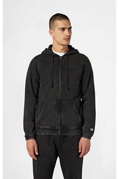 Champion Icons Wash Full Zip Hoodie Sweatshirt Siyah Erkek Sweatshirt - 22175...