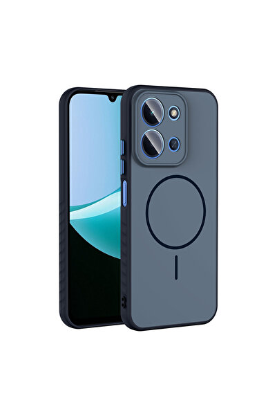 zore Redmi 15C Kılıf M-safe Şarj Özellikli Tea Kapak - Lacivert