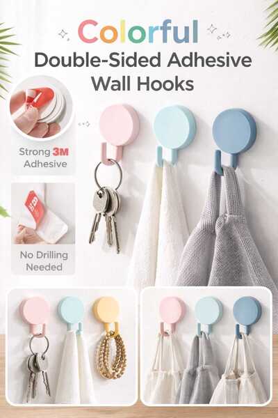 Sfmstore 10 ADET Kendinden Yapışkanlı renkli Kapı Dolap Duvar Askısı