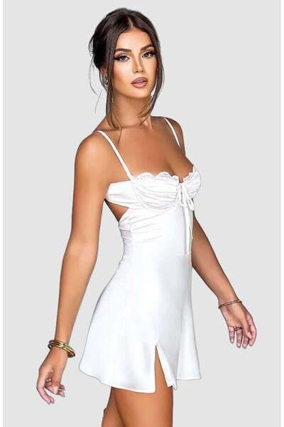 Aria's Closet Mini rochie de club elegantă cu detaliu alb de fantezie