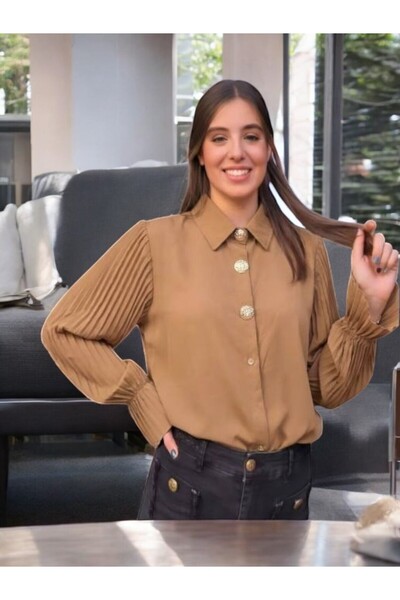 GLAMSI Camasa din satin cu accesorii aurii