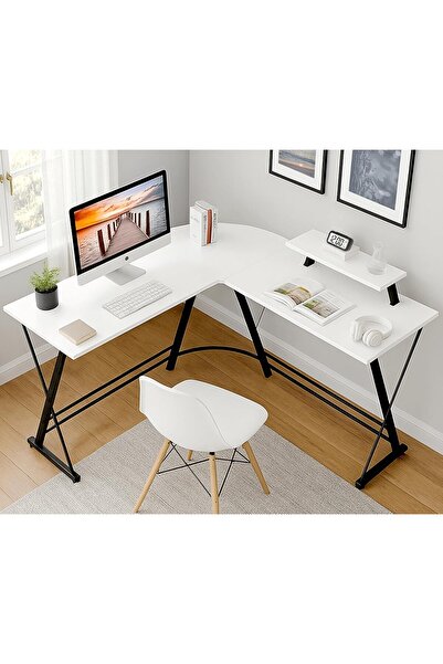 Plan White Mulberry L-Shape Corner Desk