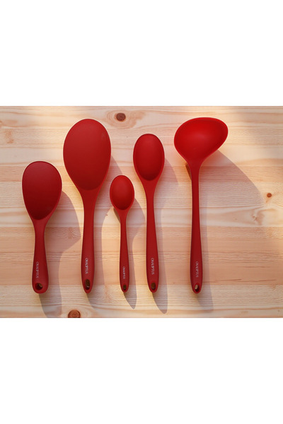 EMPA A V M Fireproof, Non-Stick, Scratch-Resistant 100% Silicone 5-Piece Spoo...