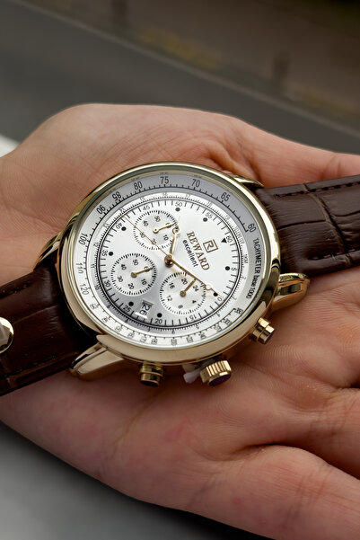 Reward Excellent Series Leather Strap Full Function 5 Atm Waterproof Men's Wr...