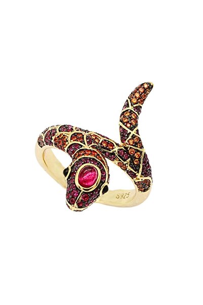 Bijuteria SORELLY Inel șarpe din argint placat cu aur de 14k, model 14