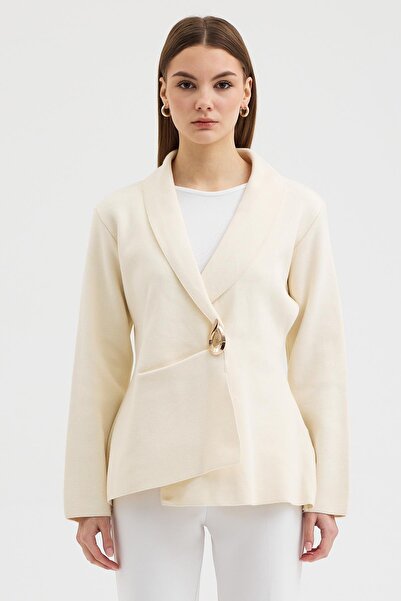 Lijuri Double-Breasted collar buckle knit cardigan 6171