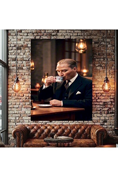 özkacar ATATÜRK TÜRK KAHVESİ KANVAS TABLO EV DUVAR SALON OFİS DÜKKAN İŞ YERİ ...