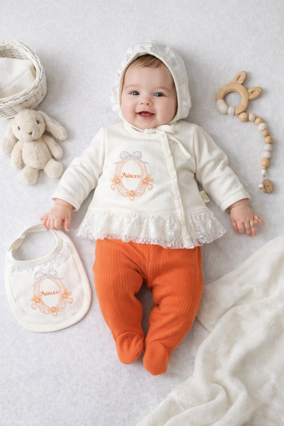 Arı Bebe Newborn Baby Girl Combed Cotton Lace Trim 5-Pack Hospital Discharge