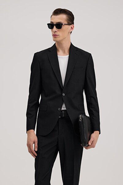 Jakamen Black Slim Fit Mono Collar Suit