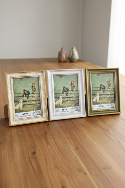 Asya Çerçeve Dekoratif 3'lü Set Karışık Antik Desenli 13x18 Ayaklı Plastik Fo...