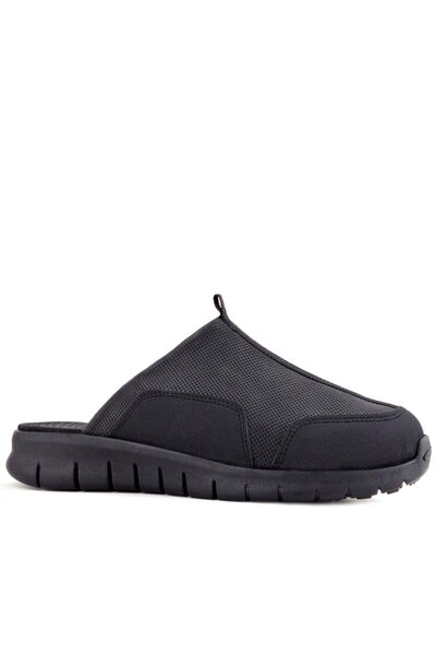 heep Medical Genuine Leather Black Comfort Sports Slippers